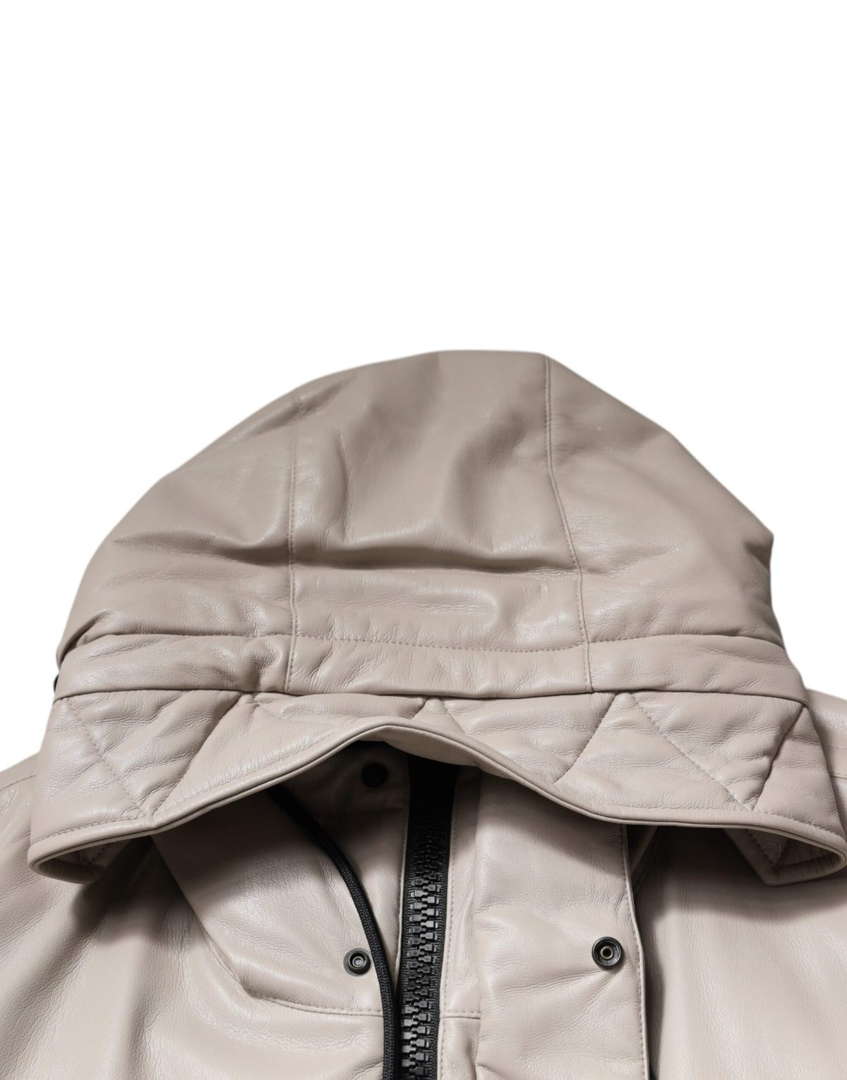 MSGM Veste manteau casual beige à capuche, manches longues et fermeture éclair intégrale.