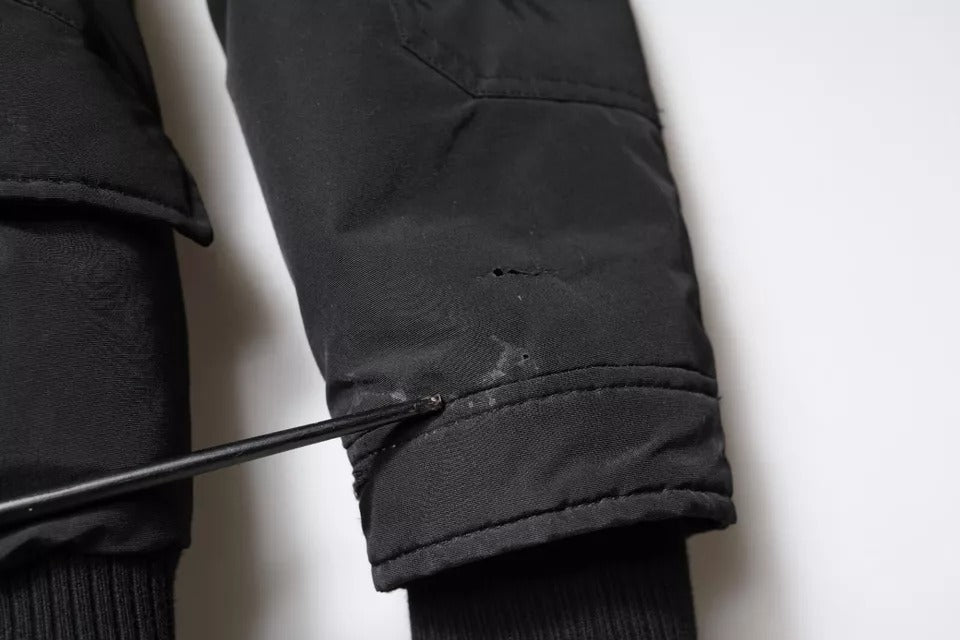 Manteau veste en laine et fourrure de mouton, noir, à capuche et manches longues de Woolrich