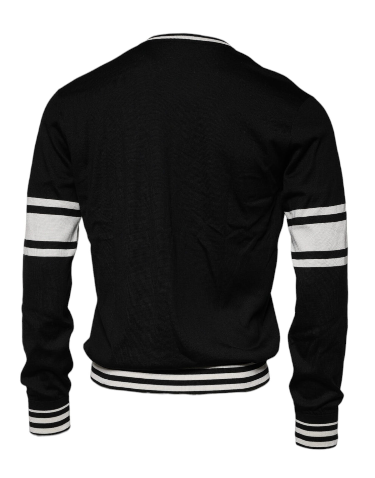 Pull en soie à col rond noir et blanc avec motif guitare de Dolce &amp; Gabbana