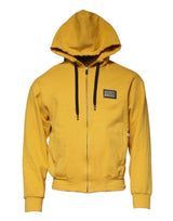Sweat à capuche à fermeture éclair avec logo jaune Dolce &amp; Gabbana