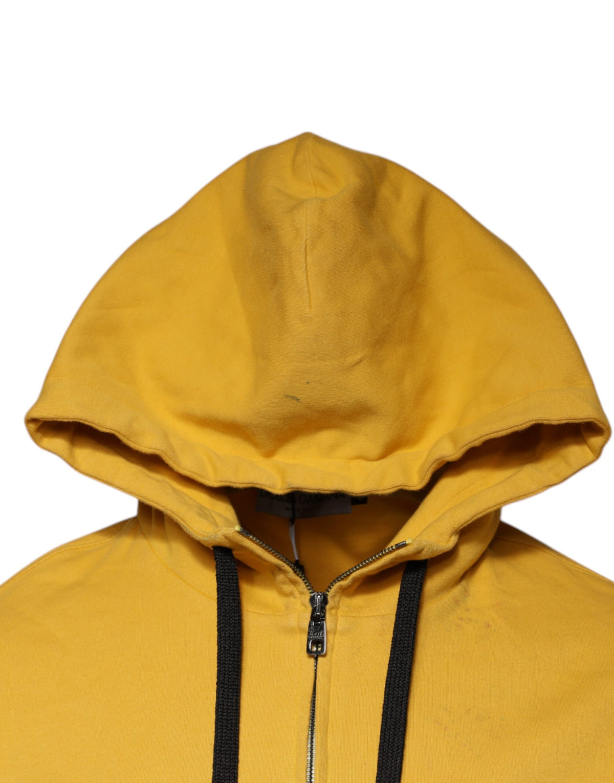 Sweat à capuche à fermeture éclair avec logo jaune Dolce &amp; Gabbana