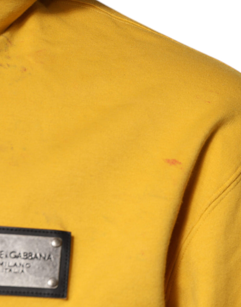 Sweat à capuche à fermeture éclair avec logo jaune Dolce &amp; Gabbana