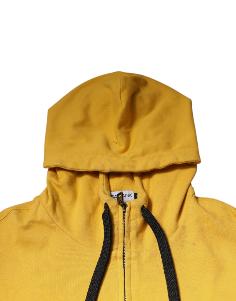 Sweat à capuche à fermeture éclair avec logo jaune Dolce &amp; Gabbana