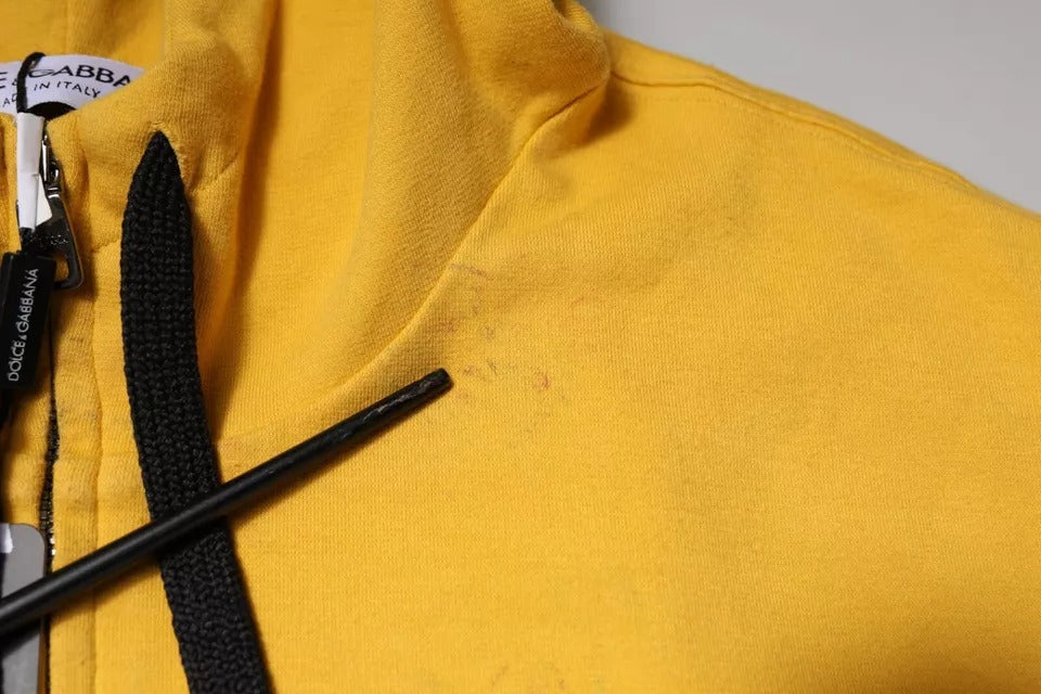 Sweat à capuche à fermeture éclair avec logo jaune Dolce &amp; Gabbana