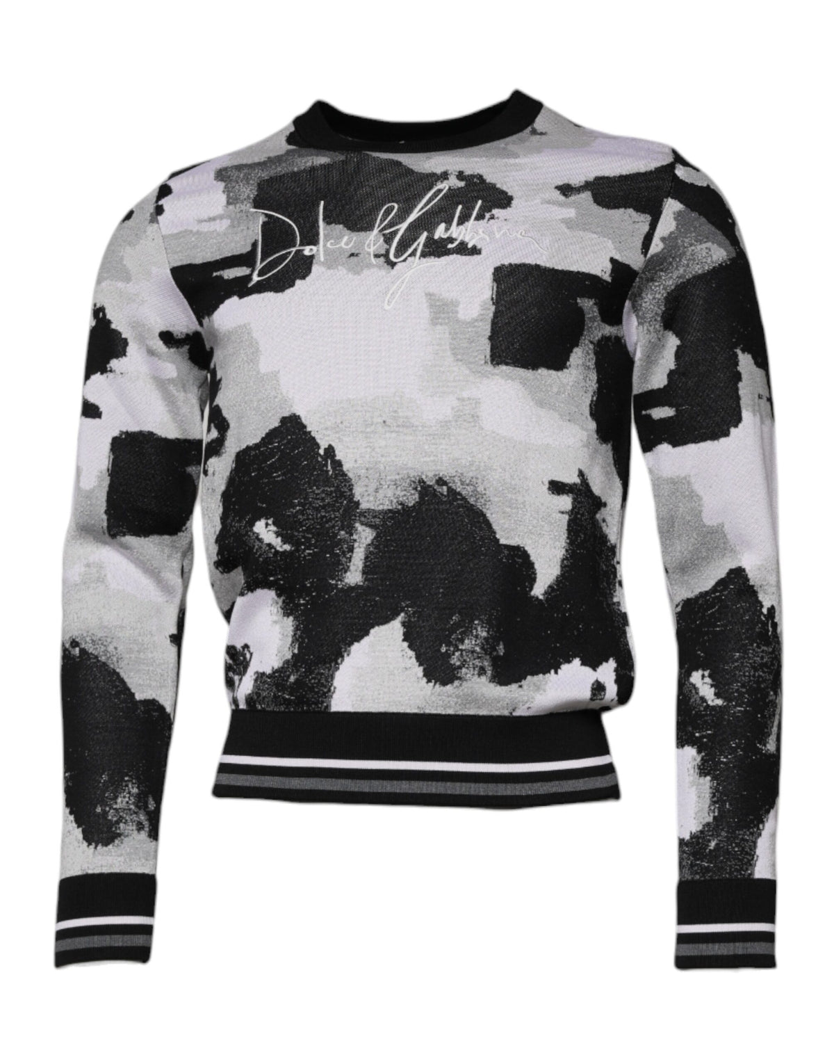 Pull en jersey à col rond multicolore à motif camouflage Dolce &amp; Gabbana pour homme