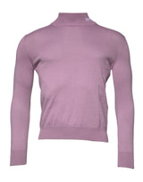 Pull en laine violet à col montant et manches longues MSGM