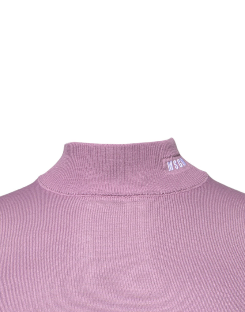 Pull en laine violet à col montant et manches longues MSGM