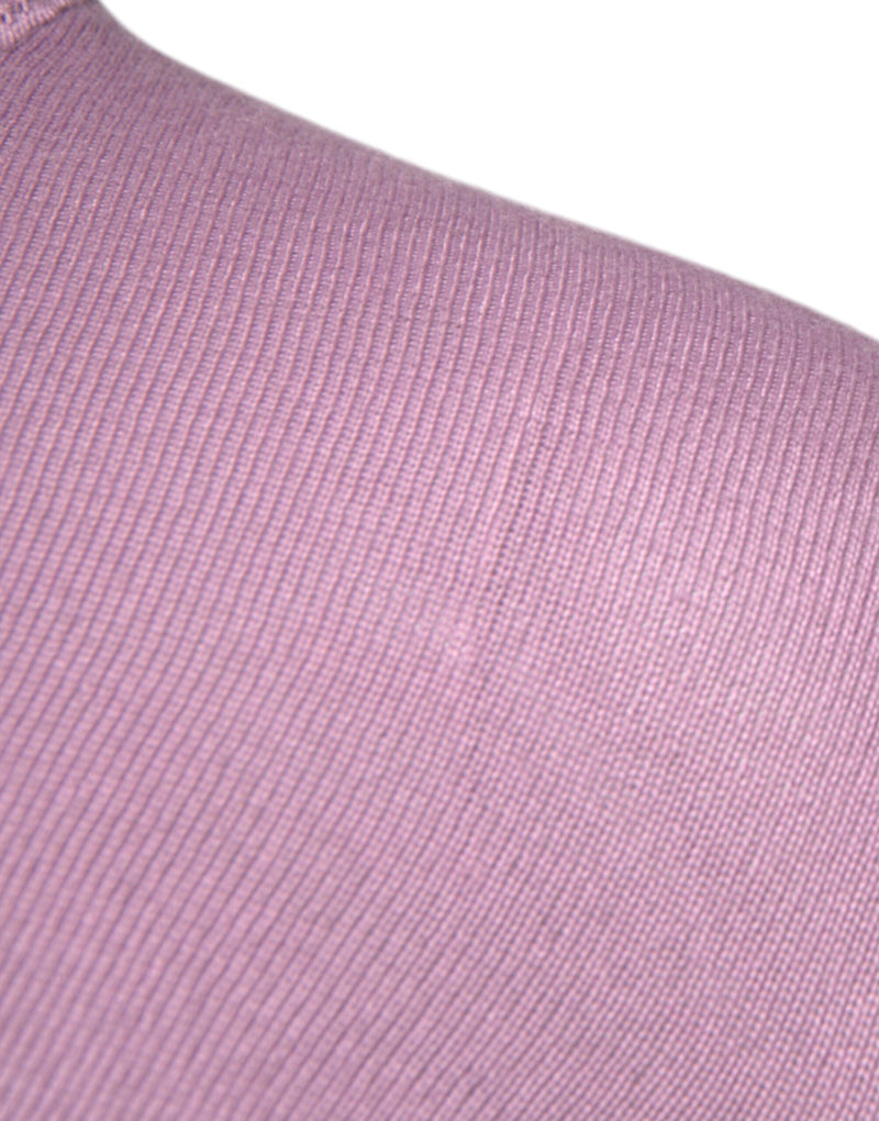 Pull en laine violet à col montant et manches longues MSGM