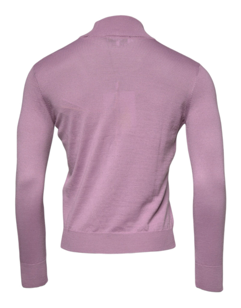Pull en laine violet à col montant et manches longues MSGM
