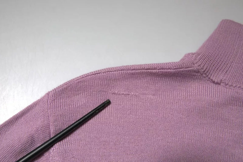 Pull en laine violet à col montant et manches longues MSGM