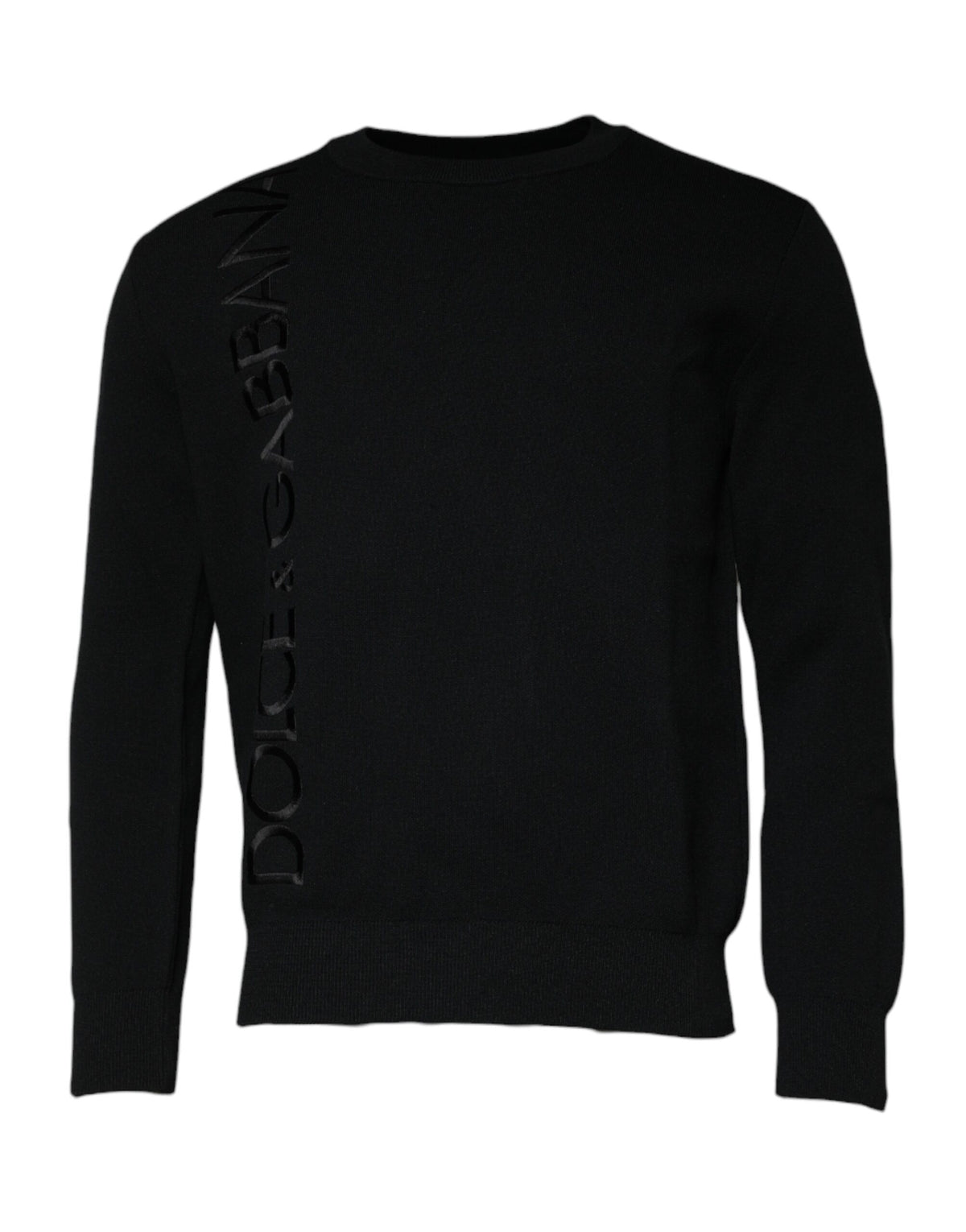 Pull en nylon noir à col rond avec logo Dolce &amp; Gabbana