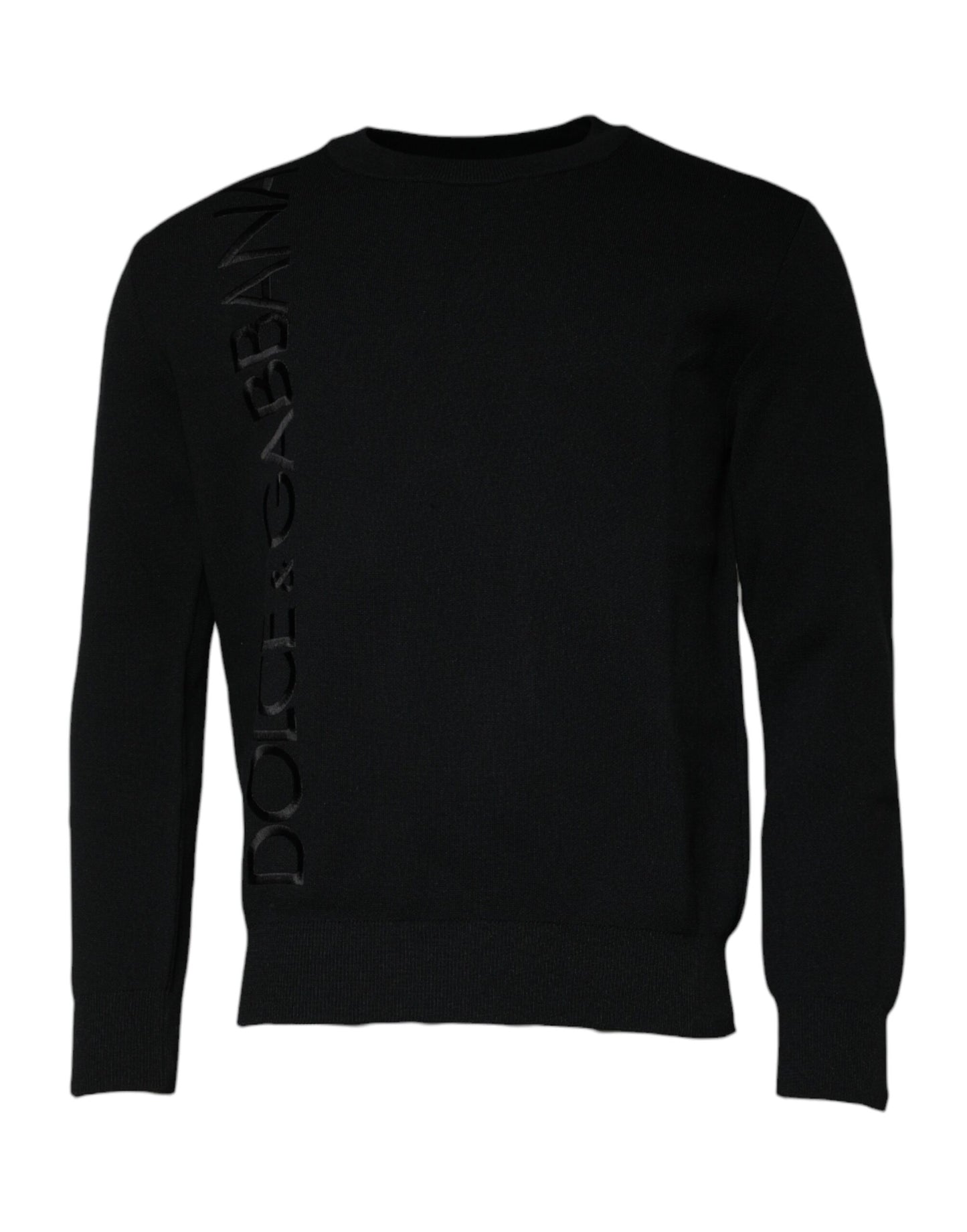 Dolce &amp; Gabbana Zwarte Nylon Logo Crew Neck Pullevertrui