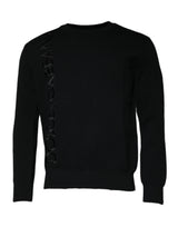 Pull en nylon noir à col rond avec logo Dolce &amp; Gabbana
