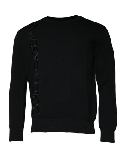 Dolce &amp; Gabbana Zwarte Nylon Logo Crew Neck Pullevertrui