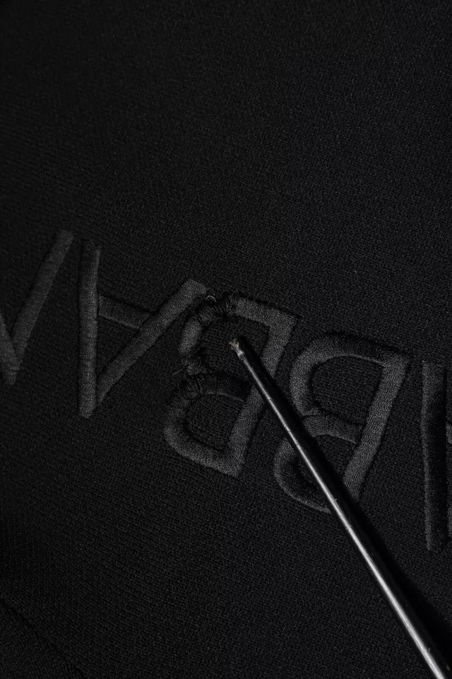 Pull en nylon noir à col rond avec logo Dolce &amp; Gabbana