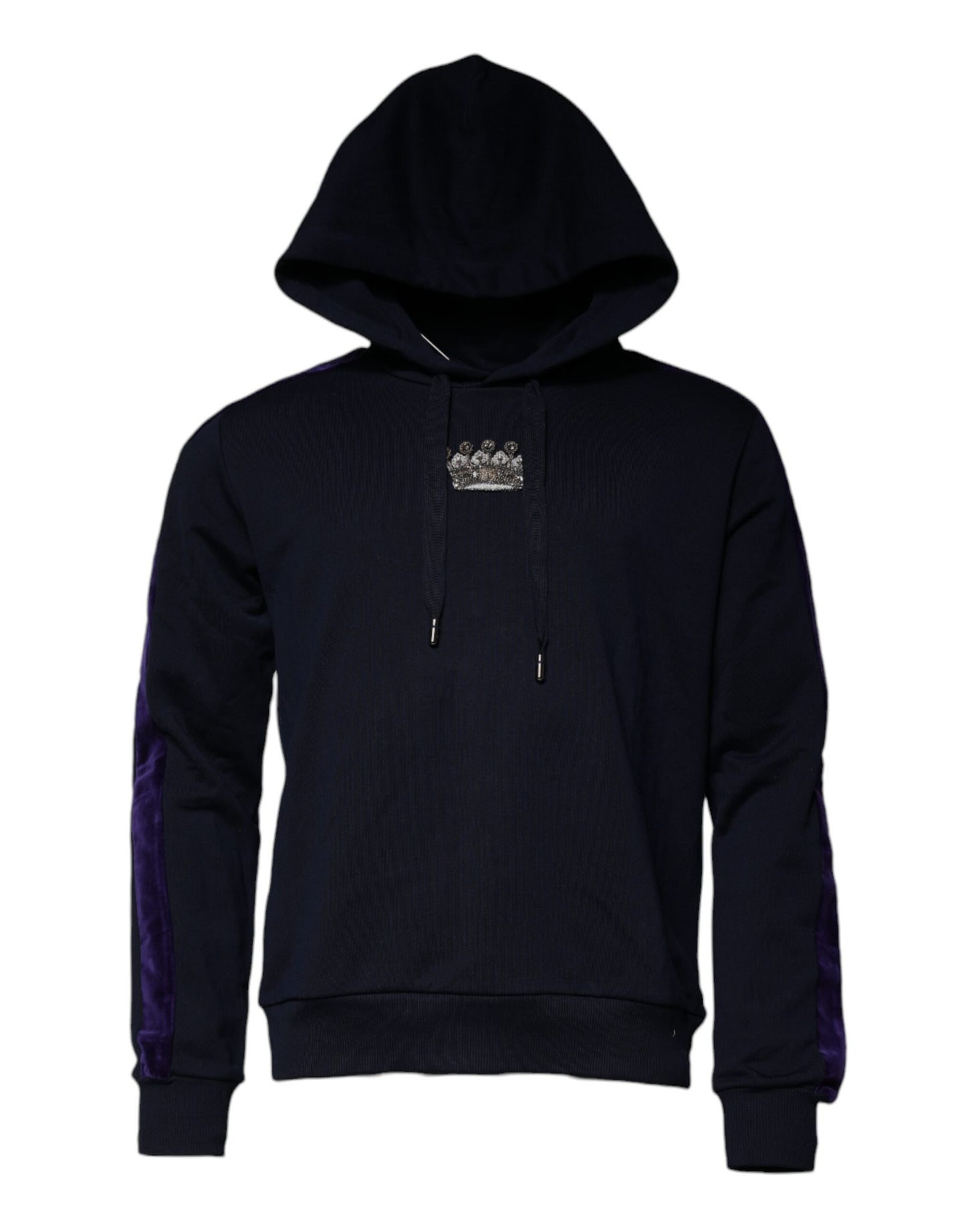 Sweat à capuche en coton bleu avec couronne Dolce &amp; Gabbana