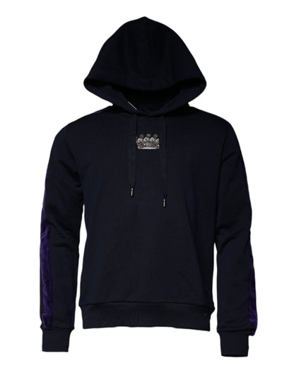 Sweat à capuche en coton bleu avec couronne Dolce &amp; Gabbana