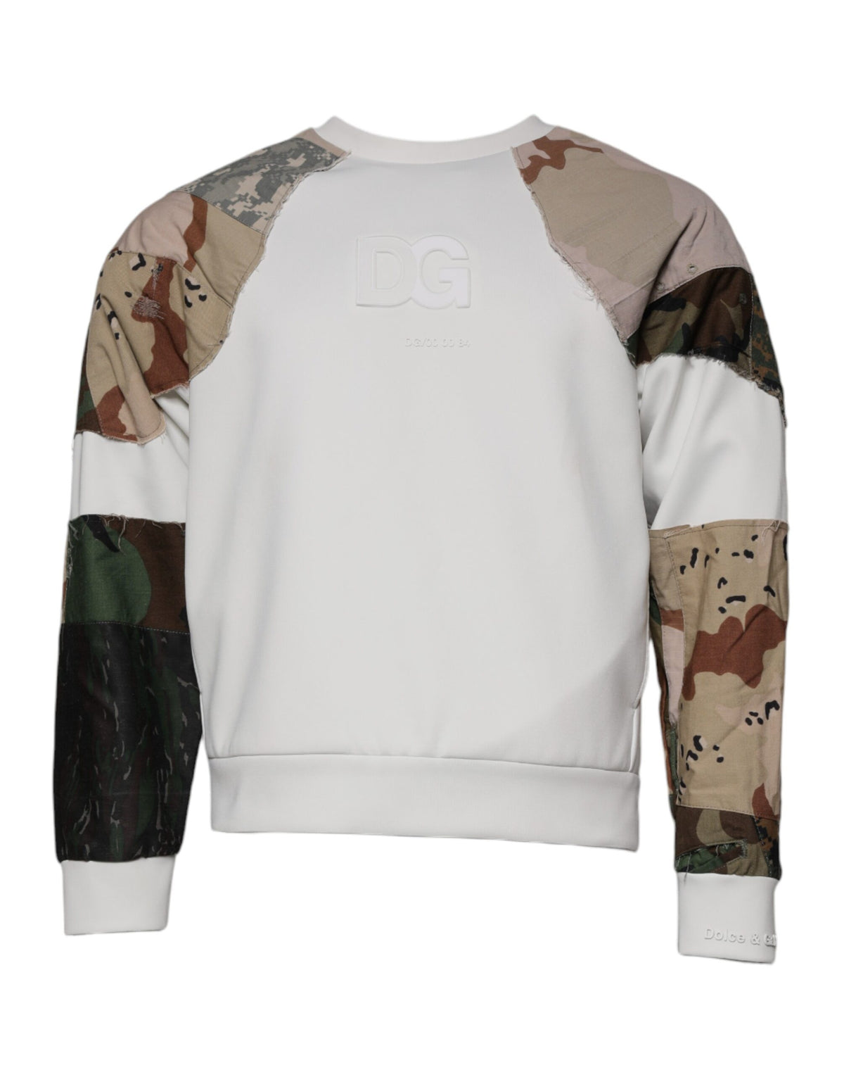 Pull en coton à col rond multicolore et patchwork de Dolce &amp; Gabbana