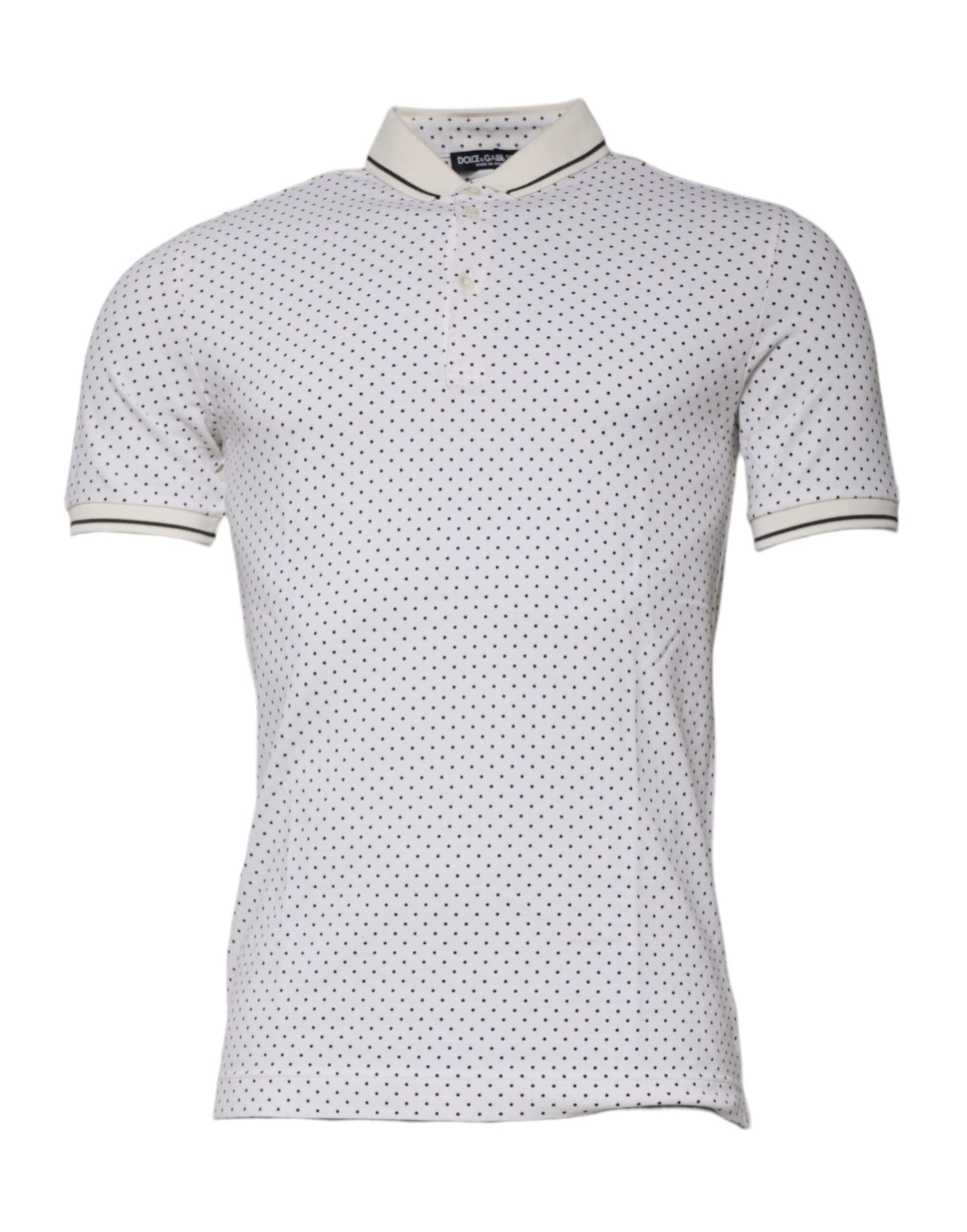 Dolce &amp; Gabbana wit polkadotten katoenen polo-shirt met kraag