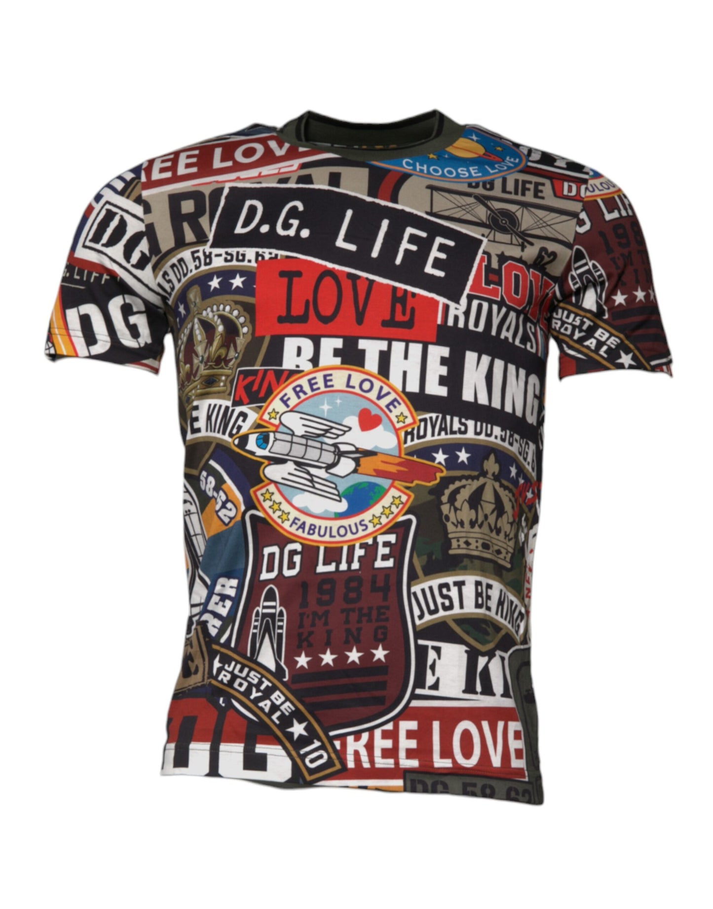T-shirt en coton à col rond avec imprimé graphique multicolore de Dolce &amp; Gabbana