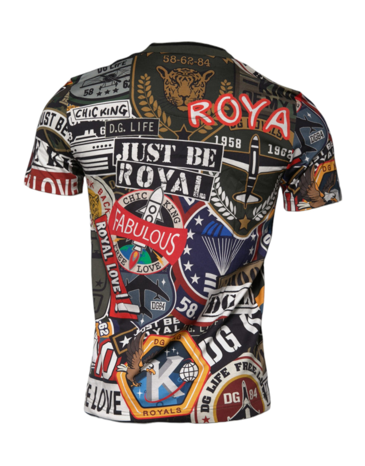T-shirt en coton à col rond avec imprimé graphique multicolore de Dolce &amp; Gabbana