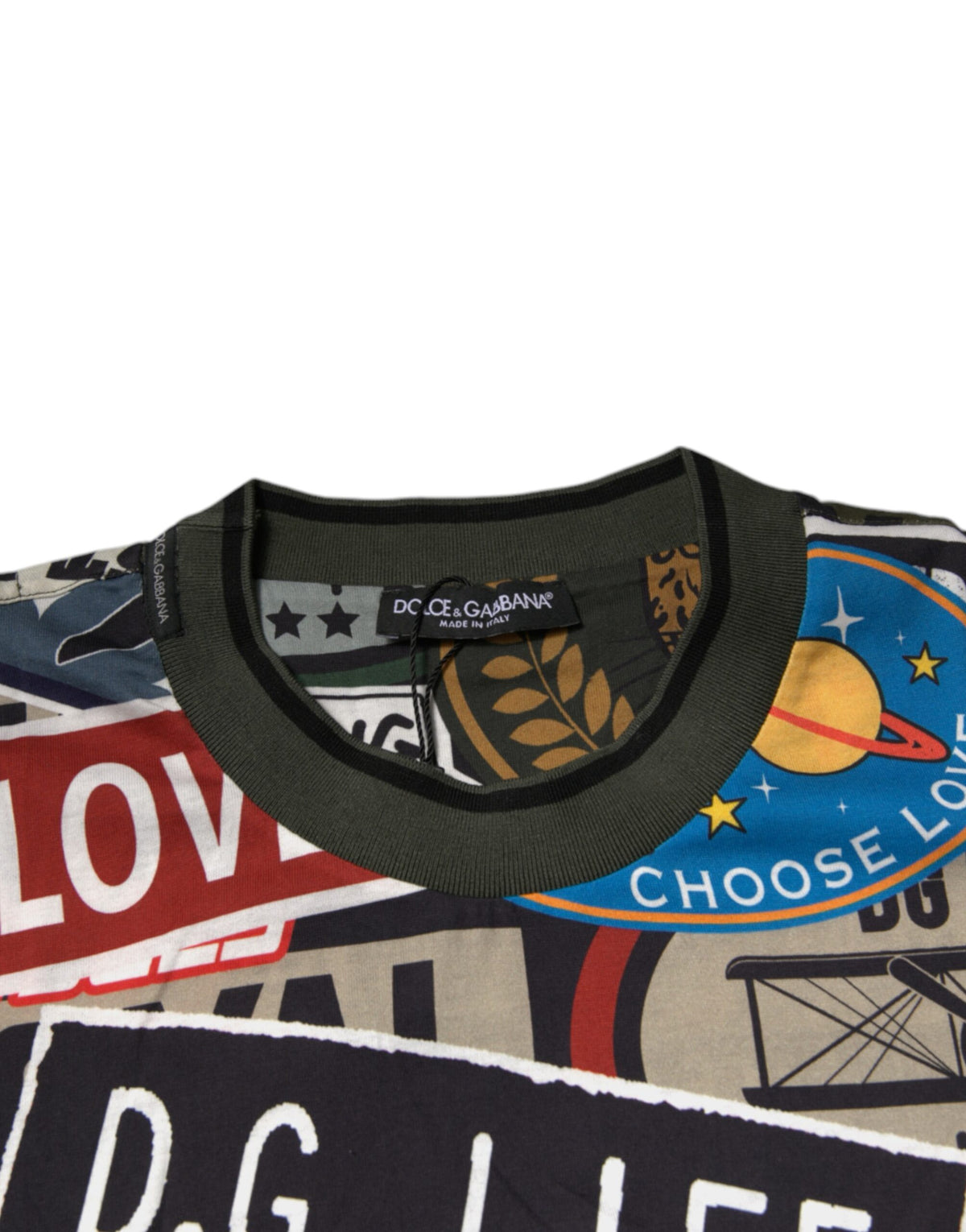 T-shirt en coton à col rond avec imprimé graphique multicolore de Dolce &amp; Gabbana