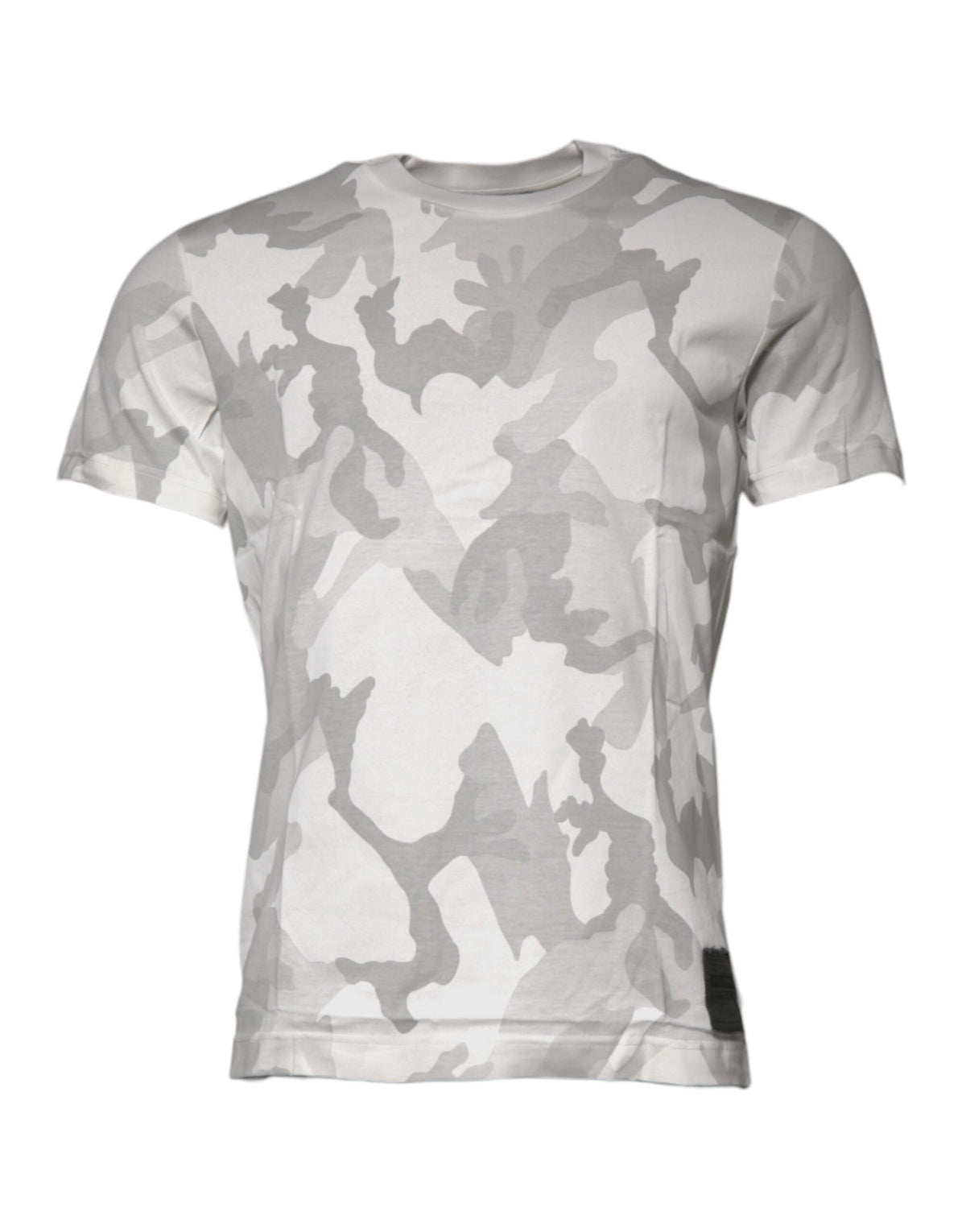 T-shirt en coton à col rond blanc et gris camouflage de Dolce &amp; Gabbana