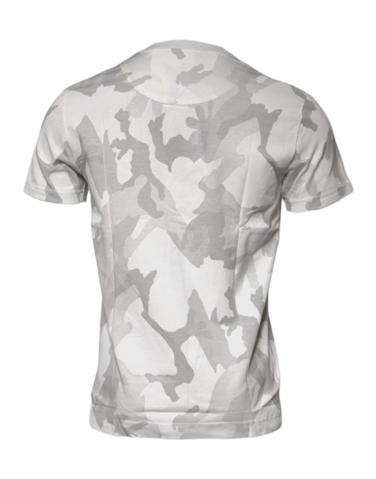 T-shirt en coton à col rond blanc et gris camouflage de Dolce &amp; Gabbana