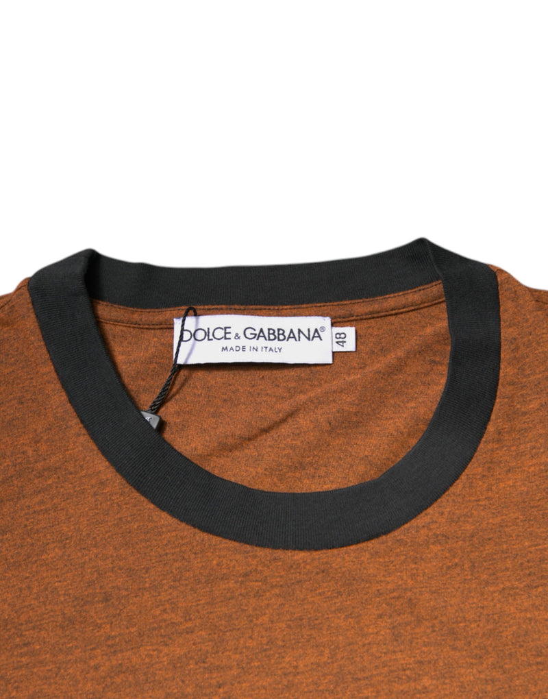 T-shirt à col rond en polyester brun avec logo DG de Dolce &amp; Gabbana