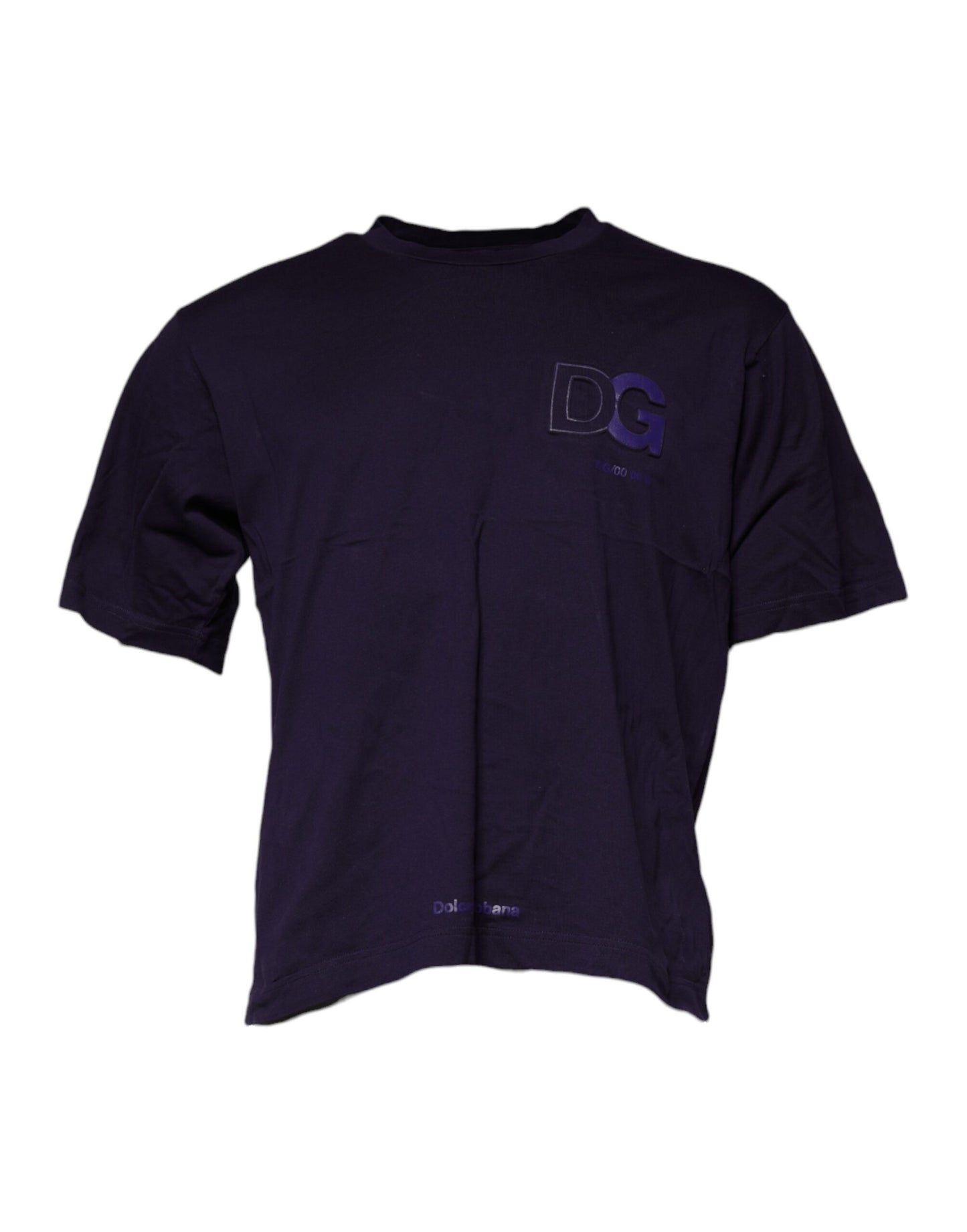 T-shirt à col rond en coton avec logo DG violet de Dolce &amp; Gabbana