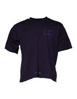 T-shirt à col rond en coton avec logo DG violet de Dolce &amp; Gabbana