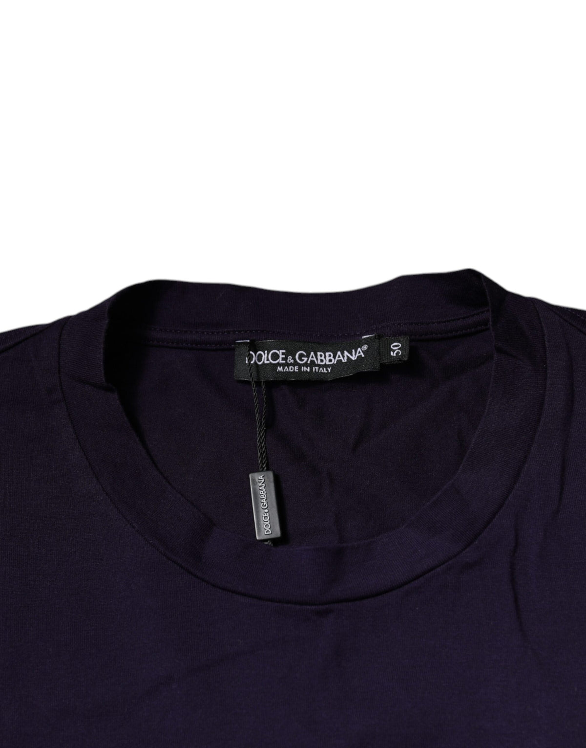 T-shirt à col rond en coton avec logo DG violet de Dolce &amp; Gabbana