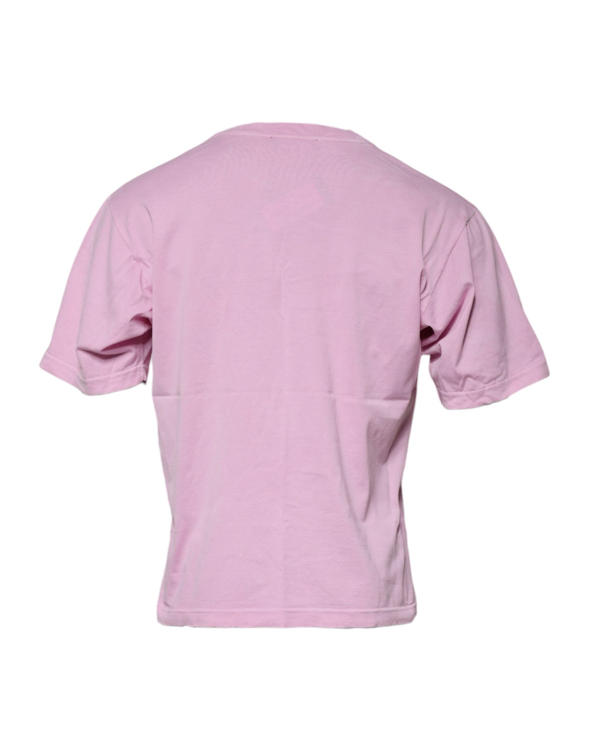 T-shirt en coton à col rond avec imprimé du logo rose de Dolce &amp; Gabbana