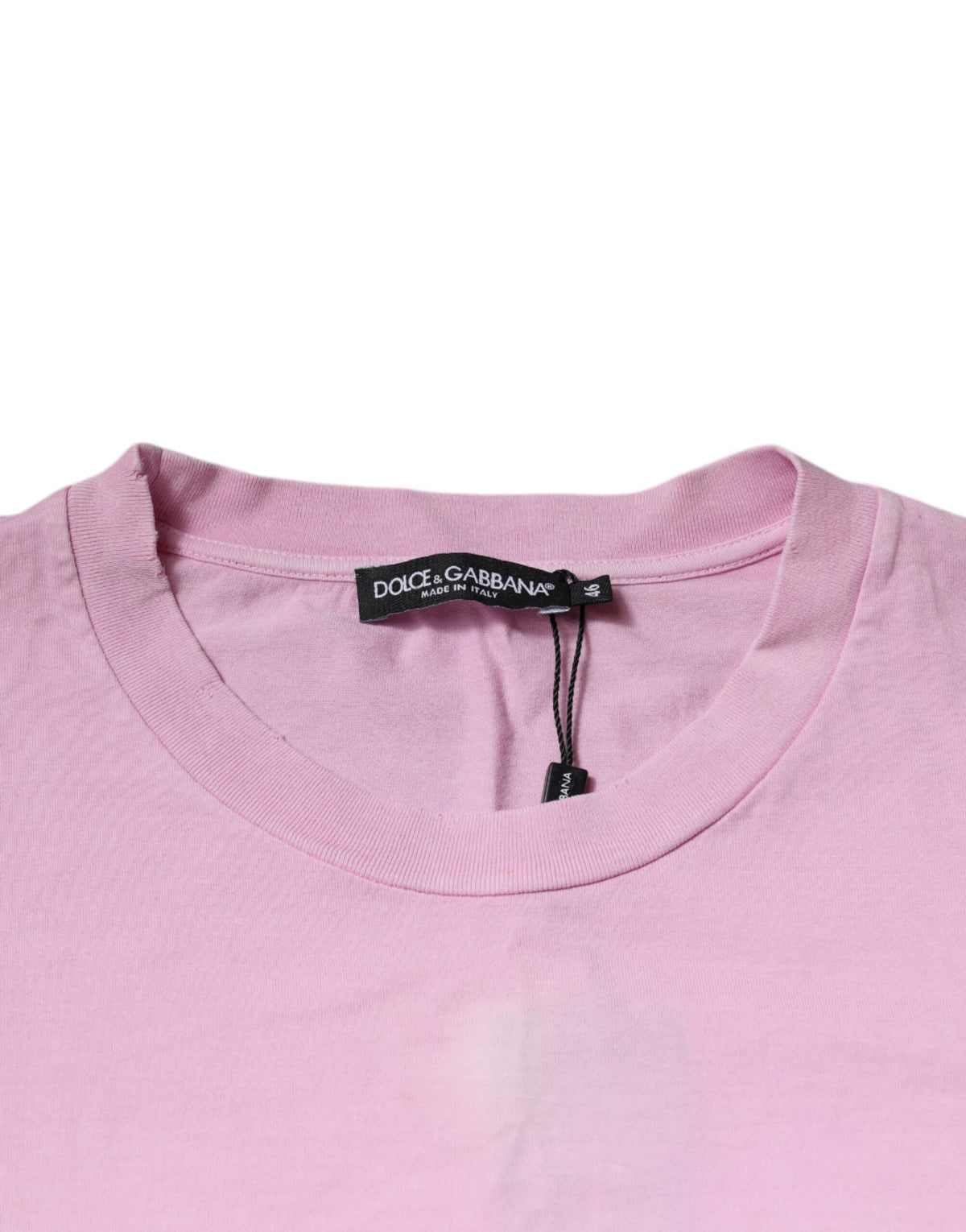 T-shirt en coton à col rond avec imprimé du logo rose de Dolce &amp; Gabbana