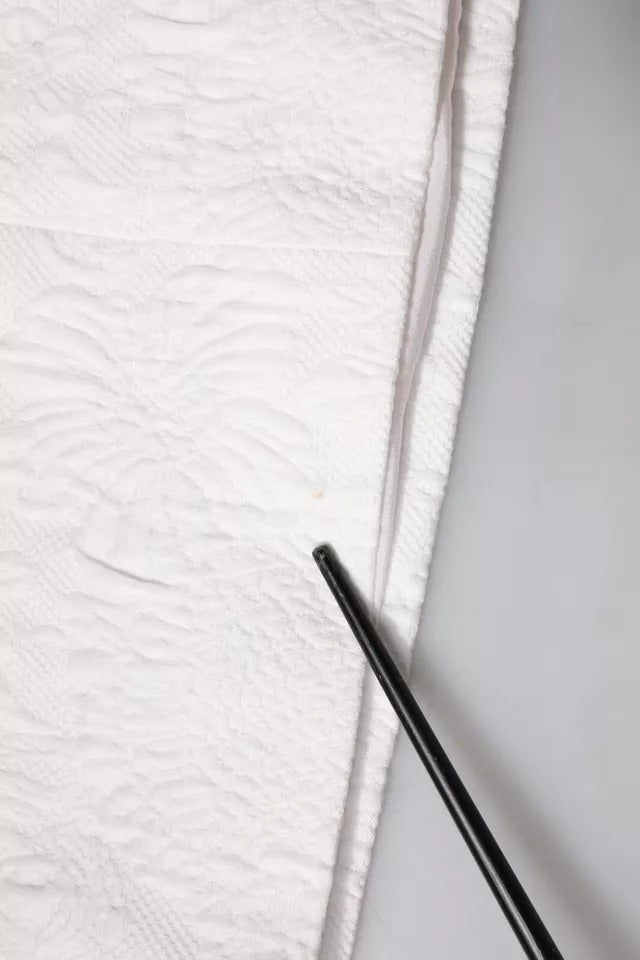 Robe Mini en Brocart Jacquard Blanc avec Cristaux Dolce & Gabbana