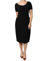 Robe Midi Sheath à Manches Courtes en Viscose Emporio Armani Noir