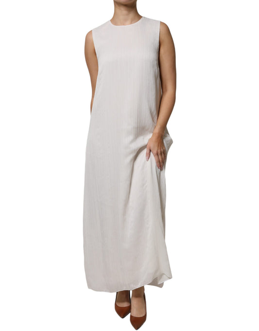 Robe longue maxi ample blanche sans manches et à col rond de Peserico
