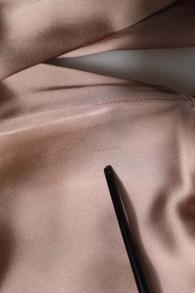 Robe Mini Drapée à Manches Longues en Satin Rose Emporio Armani