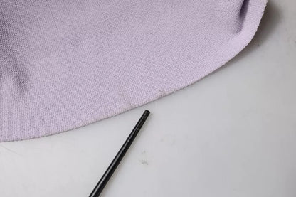 Robe midi trapèze violette à manches courtes et dentelle florale de Blumarine