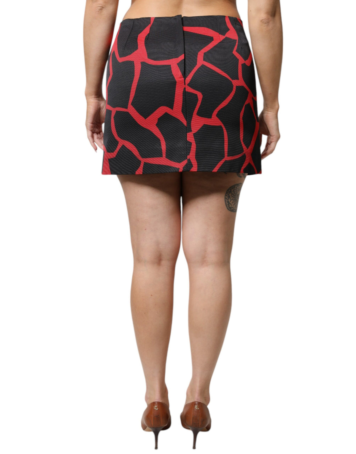Dolce & Gabbana Jupe Mini A-Line Mi-Taille Noir Rouge Abstrait