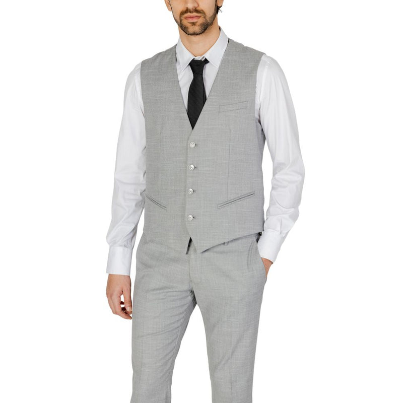 Antony Morato Gray Polyester Waistcoat - Model MMVS00012-FA650330