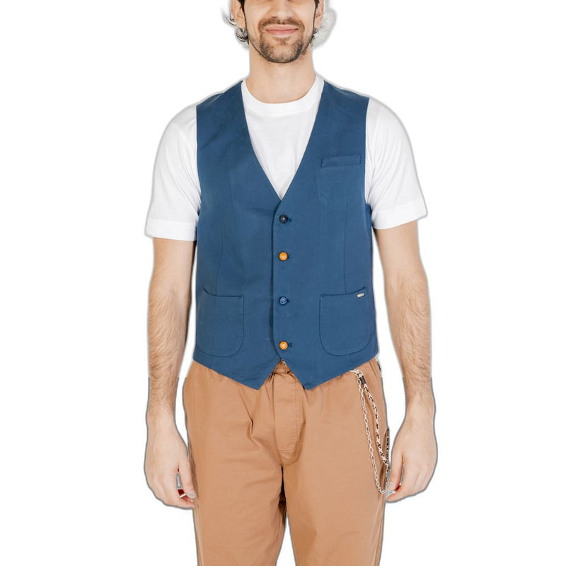 Gianni Lupo GL5131BD Gilet en Coton Bleu pour Homme