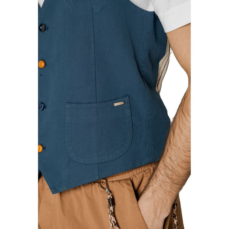 Gianni Lupo GL5131BD Gilet en Coton Bleu pour Homme