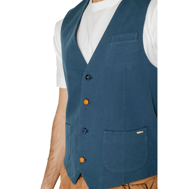 Gianni Lupo GL5131BD Gilet en Coton Bleu pour Homme