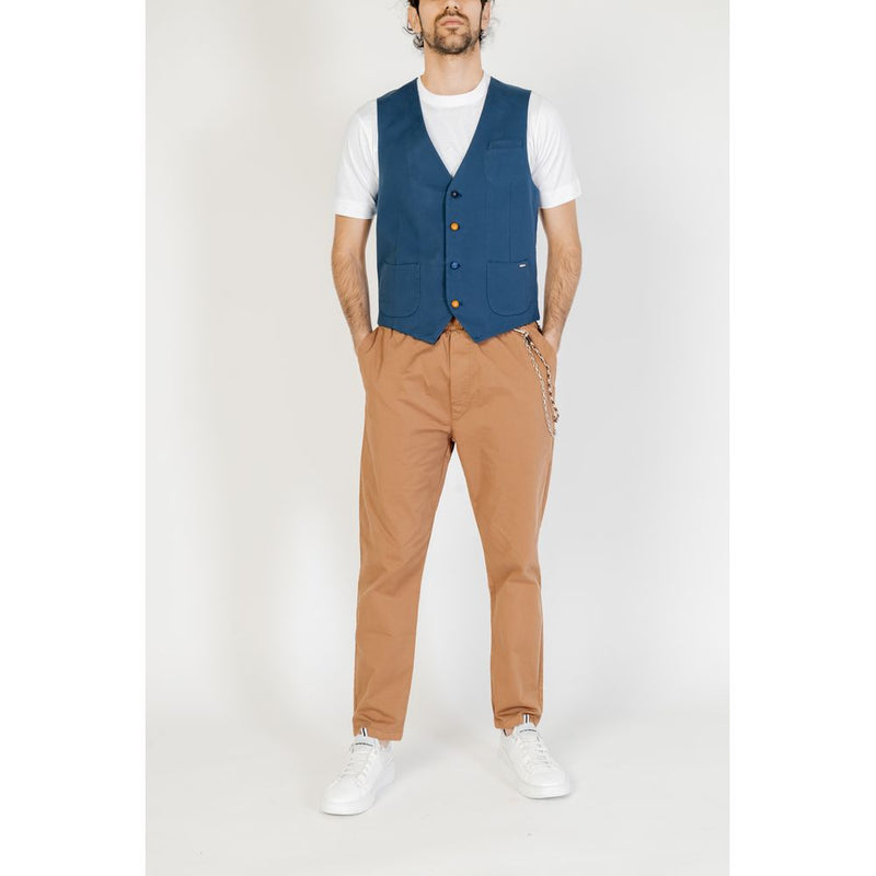Gianni Lupo GL5131BD Gilet en Coton Bleu pour Homme