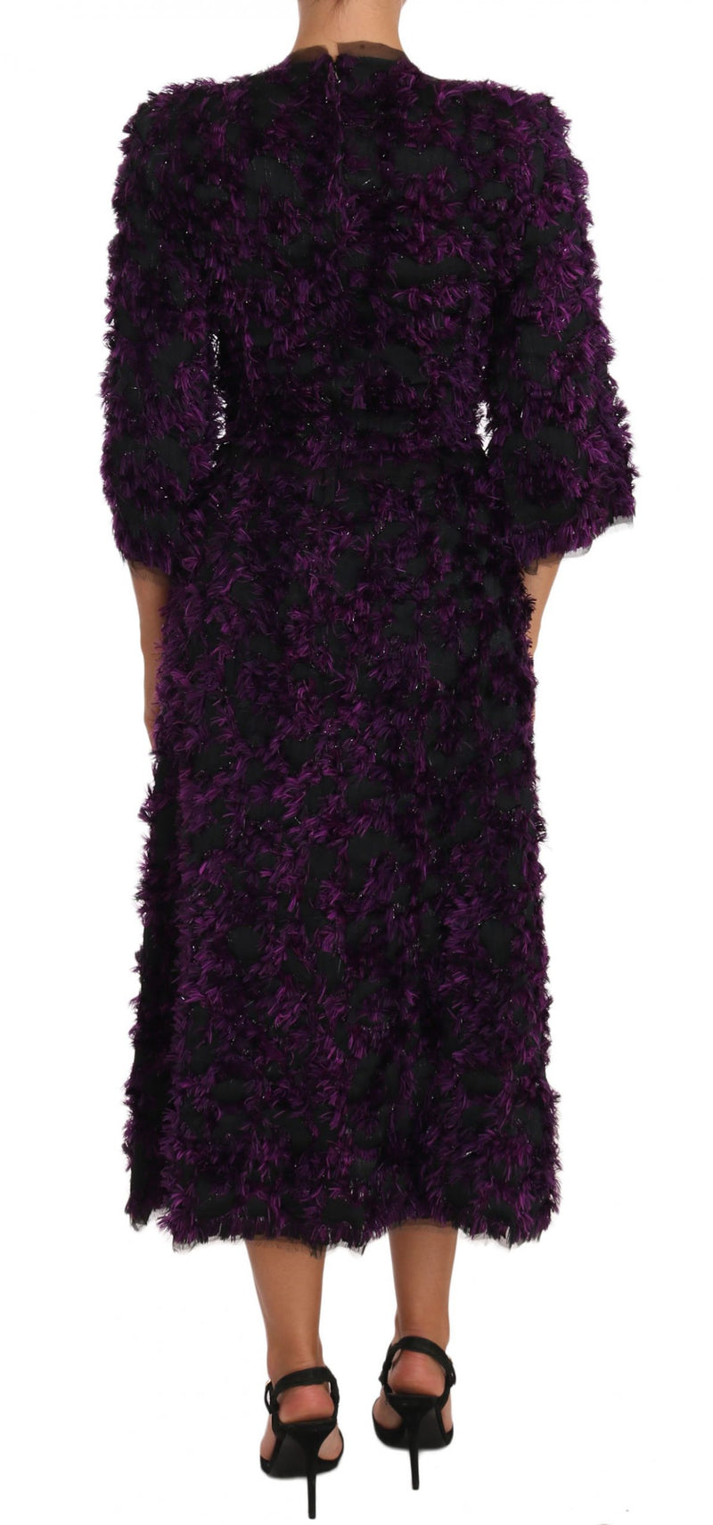 Robe fourreau midi violette à franges Dolce &amp; Gabbana