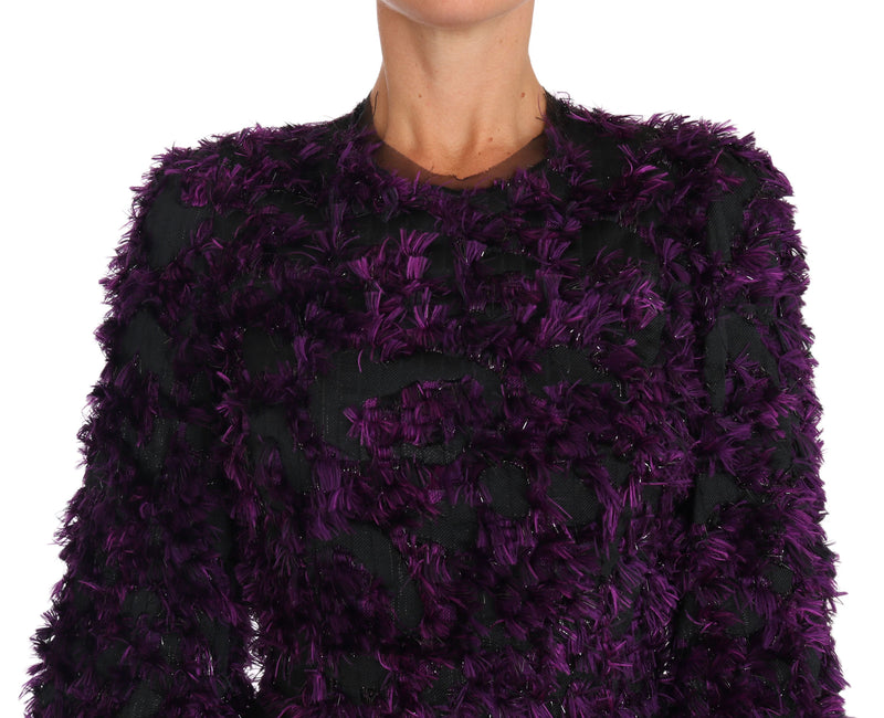 Robe fourreau midi violette à franges Dolce &amp; Gabbana