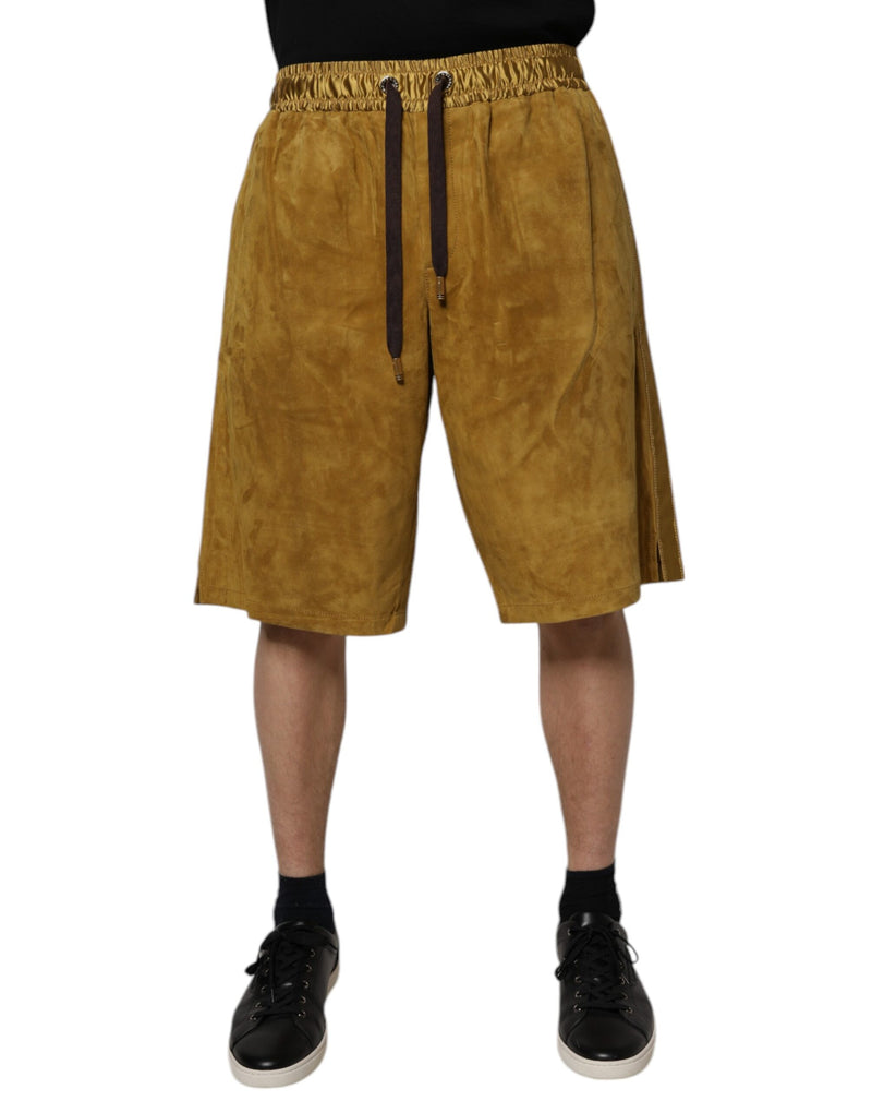 Shorts Bermuda en daim de mouton brun pour homme de Dolce &amp; Gabbana