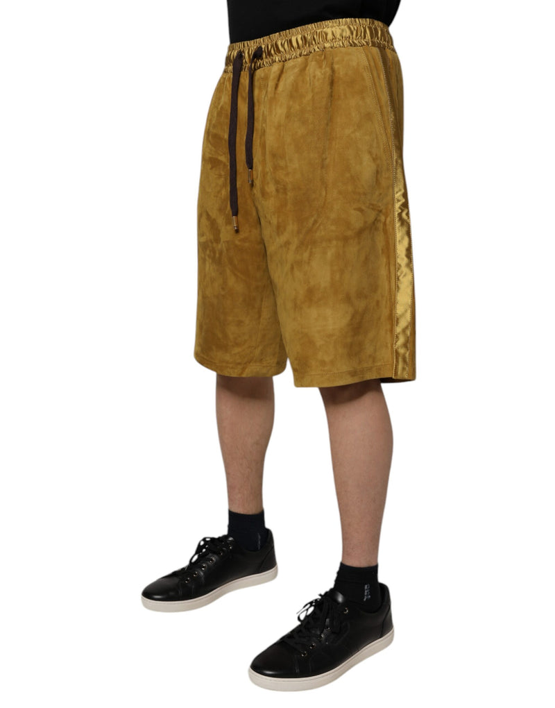 Shorts Bermuda en daim de mouton brun pour homme de Dolce &amp; Gabbana