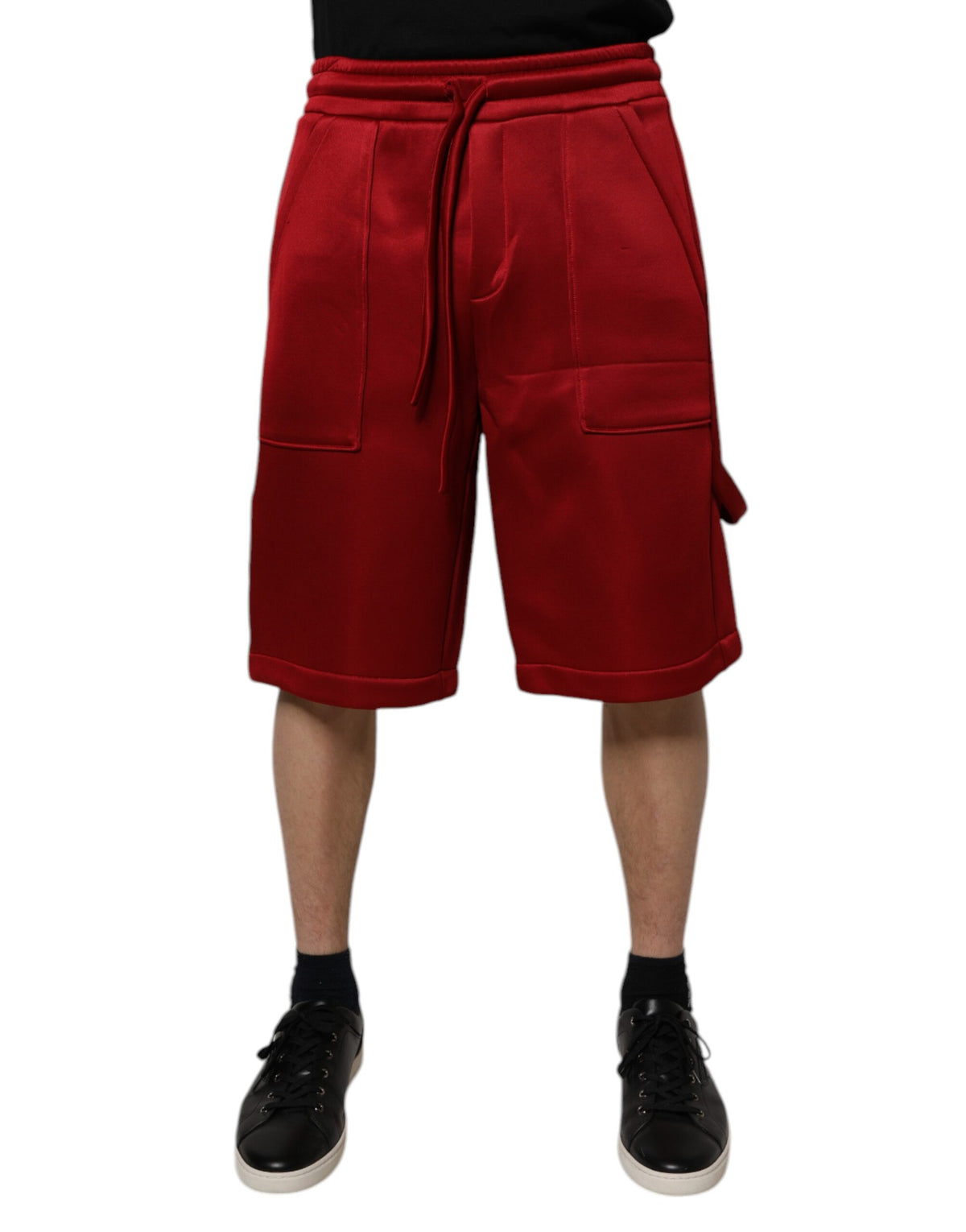 Shorts Bermuda taille mi-hauteur en nylon et viscose bordeaux de Dolce &amp; Gabbana